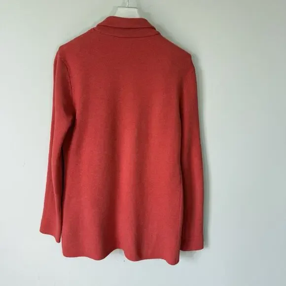 J Crew Schoolboy Sweater Blazer Women XS Red Knit Cotton Stretch Pockets New - Picture 2 of 5